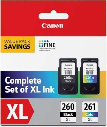 Picture of Canon PG-260 XL / CLI-261 XL Genuine Ink Value Pack (2 Cartridges), Compatible with TS5320, TR7020 | Compatible with TS5320, TR7020