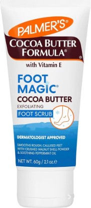 Picture of Palmer's Exfoliating Foot Scrub, Foot Magic Cocoa Butter Formula (2.1 Oz) | Smooths rough, dry cracked feet with Vitamin E, Peppermint Oil and Walnut Shell Extract. Use with foot scrubber for pedicure.