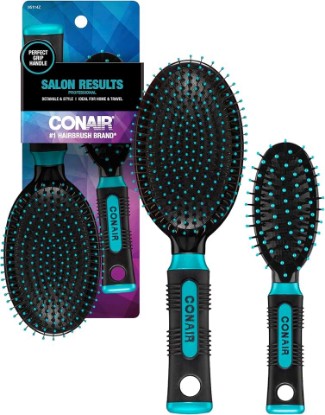 Picture of Conair Salon Results Hairbrush Set - Travel Hair Brush - Hairbrushes for All Hair Types - curly hair brush - hairbrush - detangler brush - Travel size + Full-size Brush