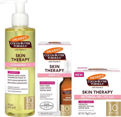 Picture of Palmer's Cocoa Butter Formula Skin Therapy Oil Face Regimen (Pack of 3) | Complete anti-aging routine consists of Face Wash (6.5 oz) Cream (2.7 oz) and Facial Oil (1 oz) to moisturize all skin types