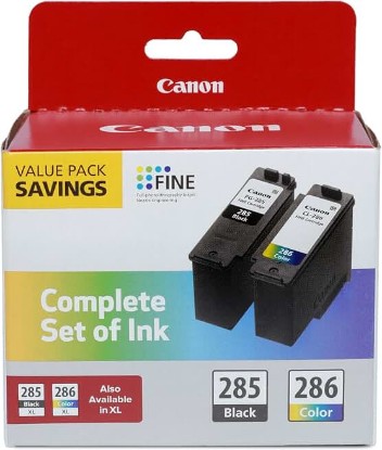 Picture of Canon® PG-285 Black/CL-286 Tri-Color Standard-Yield Ink Cartridges, Pack of 2, 6197C004