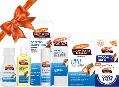 Picture of Palmer's Cocoa Butter Formula Mini Stocking Stuffers (6 Piece) - Moisturizing Body Oil, Intensive Body Lotion, Cocoa Balm, Swivel Stick Lip Balm, Bar Soap, Hand Cream, Skin Care for Dry Skin