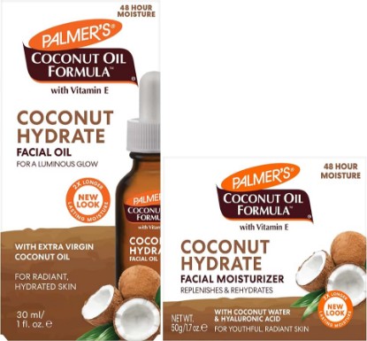 Picture of Palmer's Face Moisturizer + Face Oil Set - Coconut Oil Formula with Vitamin E Skin Care Bundle includes 1 Hydrating Facial Oil (1 fl. oz) & 1 Moisturizing Face Cream (1.7 fl. oz.)