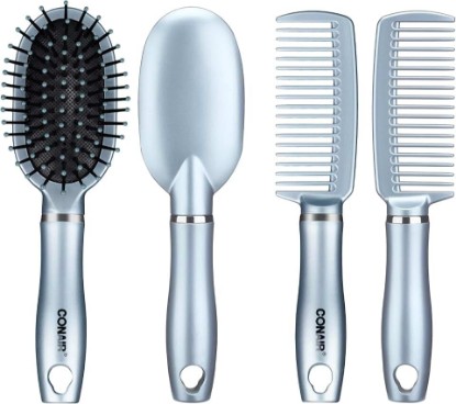 Picture of Conair Detangle & Style hair brush set - wide tooth comb and travel hair brush - Detangling Brush and Comb Set - Color at random - 2 Count