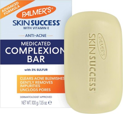 Picture of Palmer's Skin Success Medicated Anti-Acne Complexion Soap Bar (Pack of 12) | Advanced Formula, Helps Clears Acne Blemishes, Gently Removes Impurities & Unclog Pores, Vitamin E & Sulfur for Clearer Skin