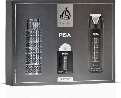 Picture of Lattafa Pride Pisa 3-Piece Gift Sets – Long Lasting Arabian Perfume For Men – Eau De Parfum & Perfumed Spray – Mediterranean Inspired Perfume Men With Citrus & Amber Notes - Premium Gift Box