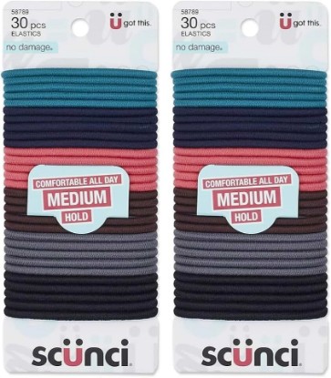 Picture of Scunci by Conair No Damage Elastic Hair Ties in Assorted Colors, 60 Pack Multicolor for Women and Men