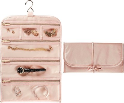Picture of Conair Travel Jewelry Organizer, Travel Jewelry Bag with 6-Zippered Pockets in Blush Pink by Travel Smart