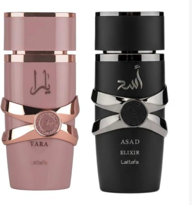 Picture of Lattafa Yara Elixir and Asad Elixir, Luxury Middle Eastern Perfume Set, Rose Gold and Black Premium Bottles