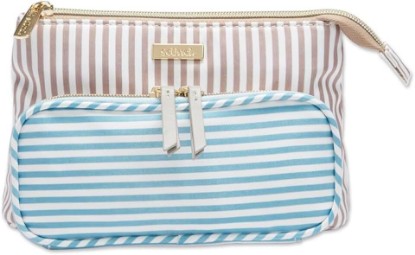 Picture of Conair Makeup Bag, Cosmetic Bag - Great for Makeup Brushes or Cosmetics, Perfect Size for Tote Bag or Carry-On, Organizer Shape in Blue and Tan Stripes