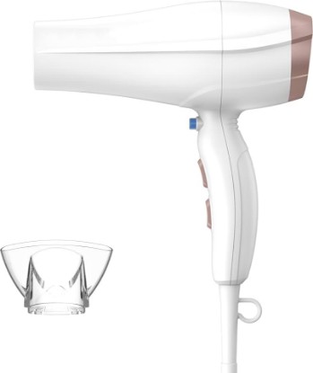 Picture of Conair Double Ceramic Ionic Hair Dryer | Double Ceramic Ionic Tech Reduces Frizz for Fine, Thick, and Curly Hair Types, White with Concentrator, 565L
