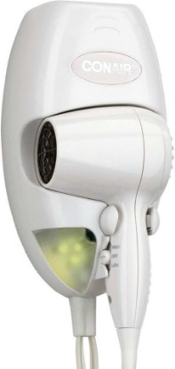 Picture of Conair 134W Mini Turbo White Wall Mount Hair Dryer with Nightlight - 1600W