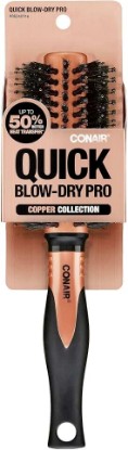 Picture of Conair Copper Collection Quick Blow Dry Pro Porcupine Round Hair Brush, Copper-Coated Thermal Barrel for Faster Drying, Ball-Tipped Bristles for Volume & Shine, Salon Blowout Styling Brush