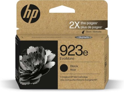 Picture of HP 923e Black EvoMore Ink Cartridge| Works with OfficeJet 8120, Pro 8130 Series | Carbon Neutral | 4K0T7LN ECOLOGO