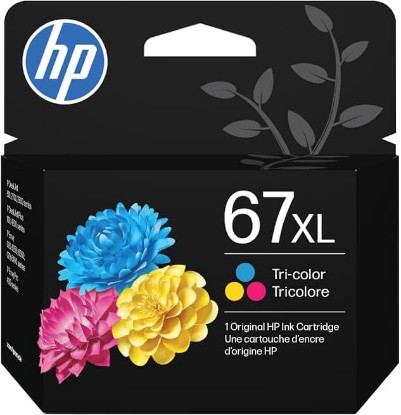 Picture of HP 67XL Tri-Color High-Yield Ink Cartridge | Works with DeskJet 1255, 2700, 4100 Series, Envy 6000, 6400 Series | Eligible for Instant Ink | 3YM58AN ECOLOGO