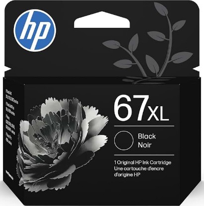 Picture of HP 67XL Black High-Yield Ink Cartridge | Works with DeskJet 1255, 2700, 4100, Envy 6000, 6400 Series | Eligible for Instant Ink | 3YM57AN | Packaging May Vary ECOLOGO