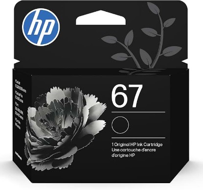 Picture of HP 67 Black Ink Cartridge | Works with DeskJet 1255, 2700, 4100 and Envy 6000, 6400 Series, Eligible for Instant Ink, 3YM56AN | Packaging May Vary ECOLOGO
