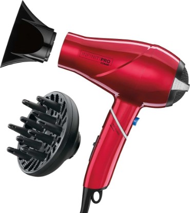 Picture of INFINITIPRO BY CONAIR Travel Hair Dryer, 1875W Compact Travel Hair Dryer with Twist Folding Handle, Conair Blow Dryer, Red