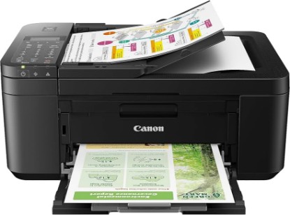 Picture of Canon PIXMA TR4720 All-in-One Wireless Printer, Home Use with Auto Document Feeder, Mobile Printing and Built-in Fax, Black | Includes starter ink, phone cable and power cord for printing, scanning and faxing EPEAT ENERGY STAR