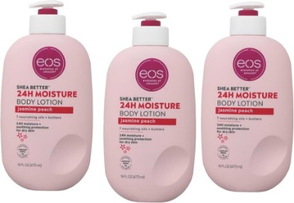 Picture of eos Jasmine Peach 24 Hour Moisture Body Lotion with Shea Butter 16 Fl Oz Pack of 3