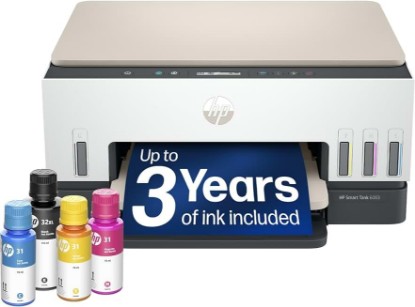 Picture of HP Smart Tank 6003 Wireless All-in-One Ink Tank Printer, Scanner, Copier with up to 3 Years of Ink Included, Best-for-Home, Cartridge-Free Refillable, AI-Capable (9B5C8A)
