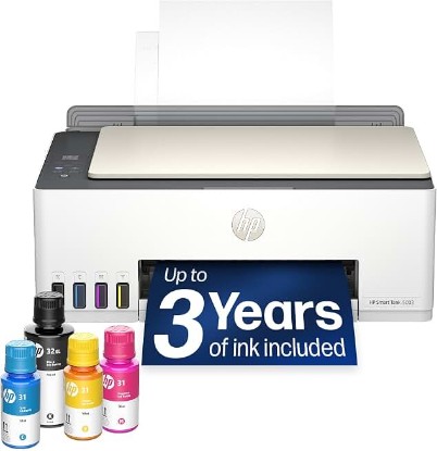 Picture of HP Smart Tank 5003 Wireless All-in-One Ink Tank Printer, Scanner, Copier with up to 3 Years of Ink Included, Best-for-Home, Cartridge-Free Refillable, AI-Capable (9B2D3A) ENERGY STAR