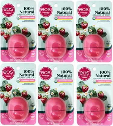 Picture of eos Strawberry Sorbet Natural Shea Lip Balm 0.25 oz. - Pack of 6 USDA Organic