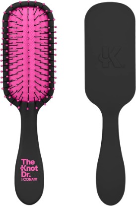 Picture of The Knot Dr. hair brush by Conair - Detangling hair brush - Travel Brush - wet brush - Removes Knots and Tangles in wet or dry hair- Pink