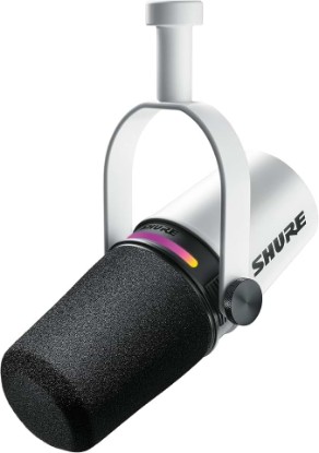 Picture of Shure MV7+ USB-C & XLR Podcast Dynamic Microphone - White | USB-C and XLR dynamic mic with LED touch panel, auto level and pop filter for podcasting, streaming and recording