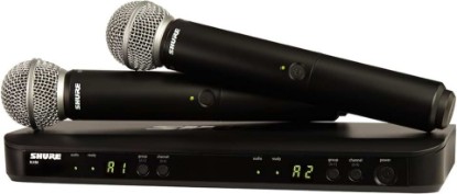 Picture of Shure BLX288/SM58 Dual Wireless Vocal System - H10 Band | 14-hour battery and 300 ft UHF range with two SM58 handheld vocal mics and dual-channel receiver for live vocals