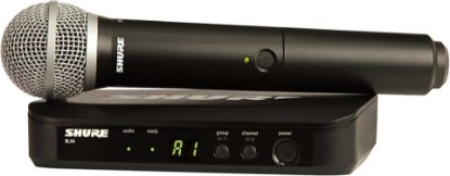 Picture of Shure BLX24/PG58 Wireless Vocal Microphone System - H9 Band | 14-hour battery and 300 ft UHF range with PG58 handheld vocal mic and single-channel receiver for live vocals