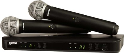 Picture of Shure BLX288/PG58 Dual Wireless Vocal System - H10 Band | 14-hour battery and 300 ft UHF range with two PG58 handheld vocal mics and dual-channel receiver for live vocals