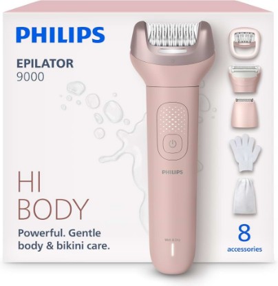 Picture of PHILIPS Epilator Series 9000 - Cordless Wet and Dry Electric Epilator, Hair Removal for Legs, Body and Bikini, with ProGuide, 8 Accessories, 60 min. Runtime, Model BRE717/00