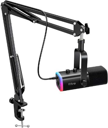 Picture of FIFINE AmpliGame AM8T XLR/USB Gaming Microphone Set, Dynamic PC Mic | Streaming RGB Mic Kit with Boom Arm Stand, Mute Button, Headphones Jack, for Podcasting Recording Vocal Voice-Over Global Recycled Standard
