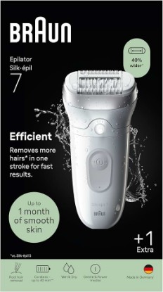 Picture of Braun Silk·épil 7 Electric Epilator Women, 7-011, Silver | Body Epilator with Wide Head for Easy Hair Removal, Water Resistant, Set with Cleaning Brush GreenCircle Certified: Certified Energy Savings