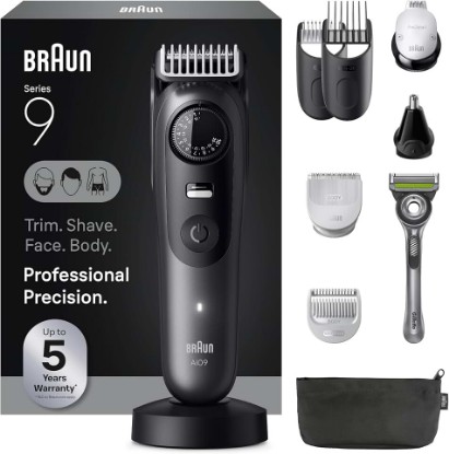 Picture of Braun All-in-One Series 9 Men’s Electric Beard Trimmer, Hair Clipper, Shaver & Razor for Face, Hair & Body, AIO 9535 with Gillette Labs Razor, Cordless