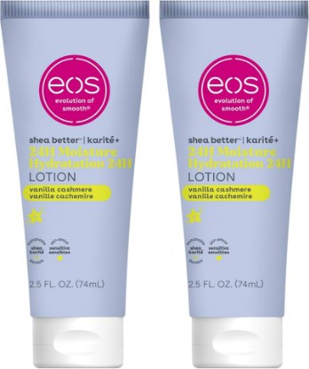 Picture of eos 24H Moisture Travel Body Lotion- Vanilla Cashmere, Travel Size Essential, Toiletries, Mini Body Lotion For Dry Skin, 2.5 fl oz (Pack of 2)