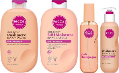 Picture of eos Pink Champagne Body Care Set - Body Lotion, Body Wash, Body Mist, Shave Oil, 4-Piece Fragrance Layering Routine Bundle