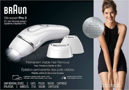 Picture of Braun IPL Long-Lasting Hair Removal System for Women and Men, Silk Expert Pro 3 PL3221, Permanent Visible Hair Reduction, Head-to-Toe Usage, for Body & Face, Alternative to Salon Laser Hair Removal GreenCircle Certified: Certified Energy Savings