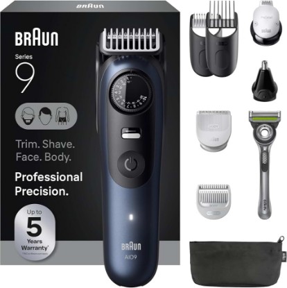 Picture of Braun Series 9 All-in-One Beard & Body Grooming Kit for Men, Cordless Trimmer, Hair Clippers & Shaver for Face, Hair & Body with Gillette Labs Razor, AIO 9530