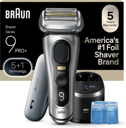 Picture of Braun Series 9 PRO+ 9577cc Electric Razor for Men, 5 Pro Shave Elements & Precision Long Hair Trimmer, 6in1 SmartCare Center, PowerCase for Mobile Charging, Wet & Dry, 60min Battery Runtime GreenCircle Certified: Certified Energy Savings