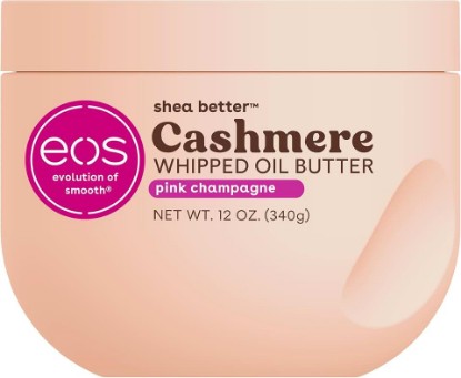 Picture of eos Cashmere Whipped Oil Body Butter, Pink Champagne, 72 Hour Weightless Moisture For Dry Skin, Rich Formula and Deep Hydration, Body Care, 12 oz