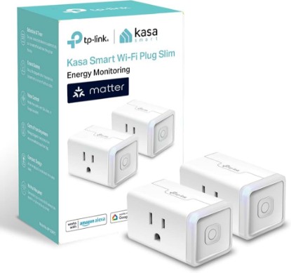 Picture of Kasa Matter Smart Plug with Energy Monitoring, KP125MP2, 15A/1800W Max | Compact Design, Easy Setup, Works with Apple Home, Alexa & Google Home, UL Certified, 2.4GHz Wi-Fi, White, 2-Pack