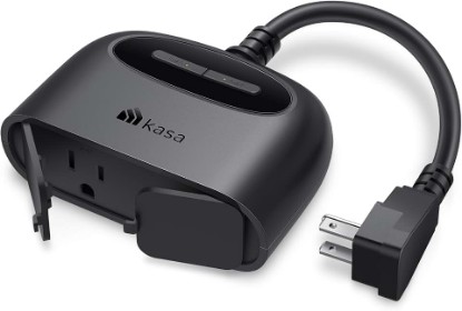 Picture of Kasa Outdoor Smart Plug, Smart Home Wi-Fi Outlet with 2 Sockets, EP40 | IP64 Weather Resistance, Compatible with Alexa, Google Home, No Hub Required, ETL Certified, Black