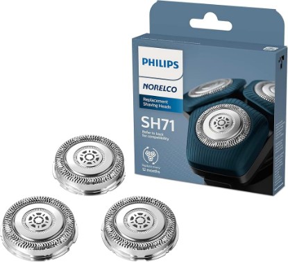 Picture of Philips Norelco Genuine Replacement Heads, 3 Count | 45 Self Sharpening SteelPrecision blades, Compatible with Series 5000 & 7000, SH71/52 GreenCircle Certified: Certified Environmental Facts Label