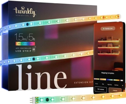 Picture of Twinkly Line – Extension Kit App-Controlled Adhesive + Magnetic LED Light Strip with RGB (16 Million Colors) LEDs. Extendable. 5 feet. White Strip. Indoor Smart Home Decoration Light