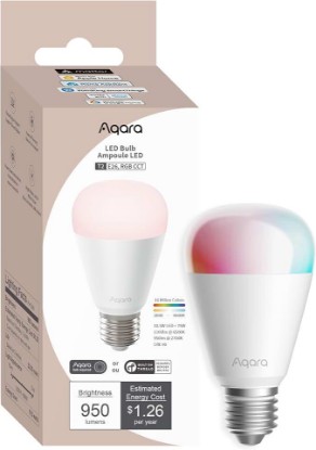 Picture of Aqara Thread/Zigbee Smart LED Light Bulb T2 E26, 1 Pack | Tunable White(2000K-9000K), RGB Color Changing Light Bulb with 16 Million Colors, Matter, Works with HomeKit Alexa Google