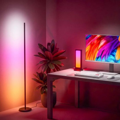 Picture of Nanoleaf Smart Floor Lamp & Pegboard Desk Dock | LED Ambient Lighting for Living Room, Black