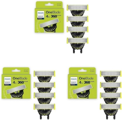 Picture of Philips Norelco OneBlade 360 Blades,Genuine Replacement Blades for OneBlade Electric Shaver and Trimmer,QP440/80,4 Count (Pack of 3)