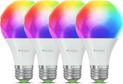 Picture of Nanoleaf Essentials Smart Light Bulbs, Matter LED Bulbs A19 E26 60W 4PK | Work with Alexa & Google Home, WiFi Lighting Bulbs with 16M+ RGBTW Color Changing, Dimmable, Music Sync, 1000lm